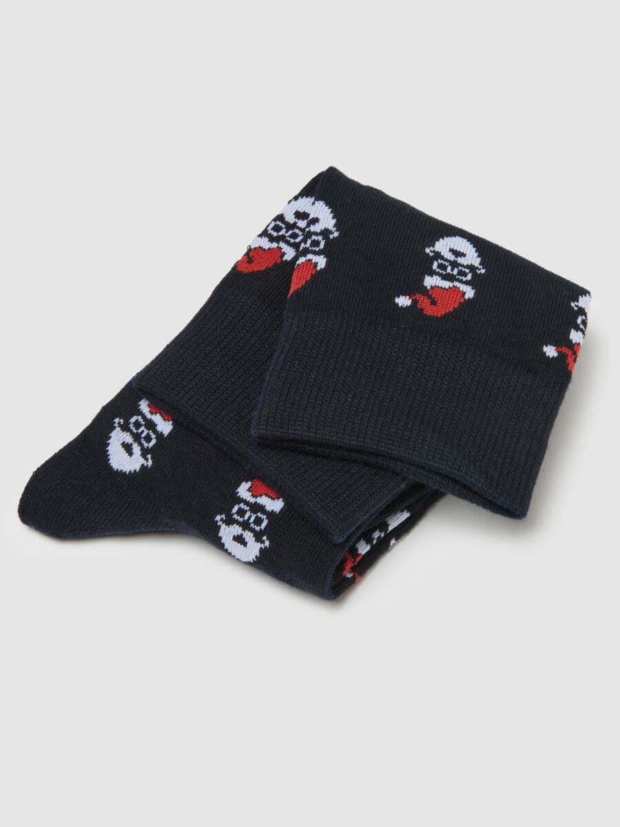 Black Cotton Blend Christmas Socks_1