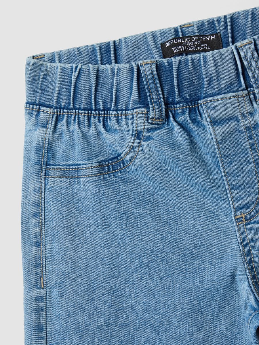Jeggings denim in cotone e viscosa elasticizzata super wide leg da ragazza_1