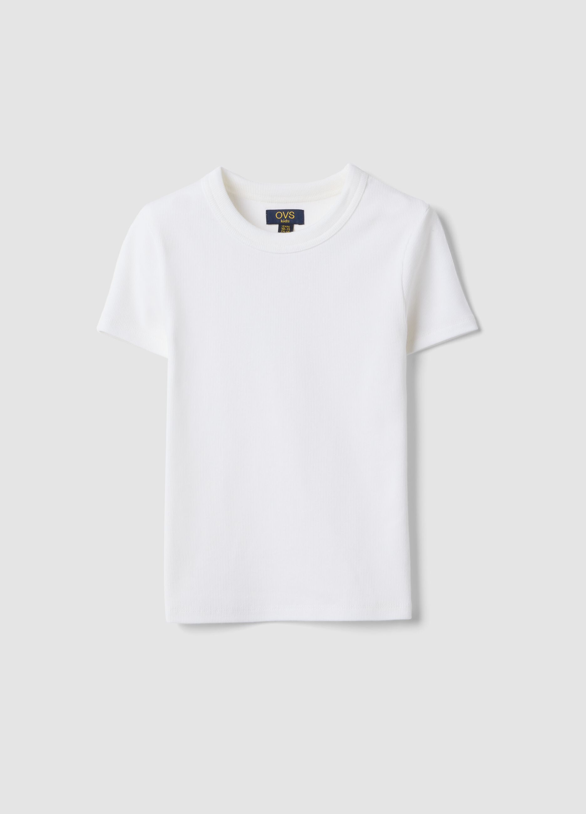 White fitted stretch cotton t-shirt for girls