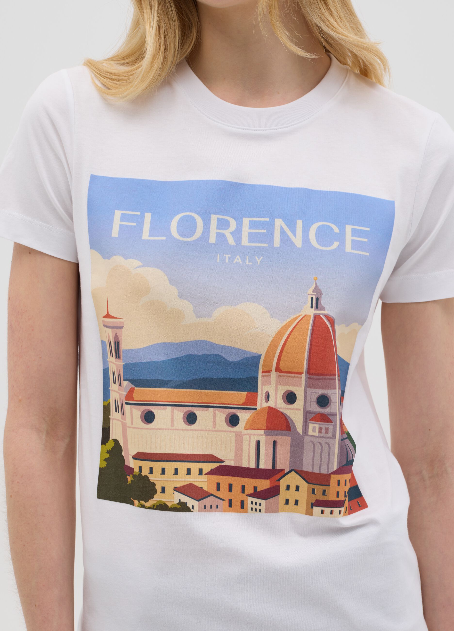 White T-shirt with Florence print by Ovs