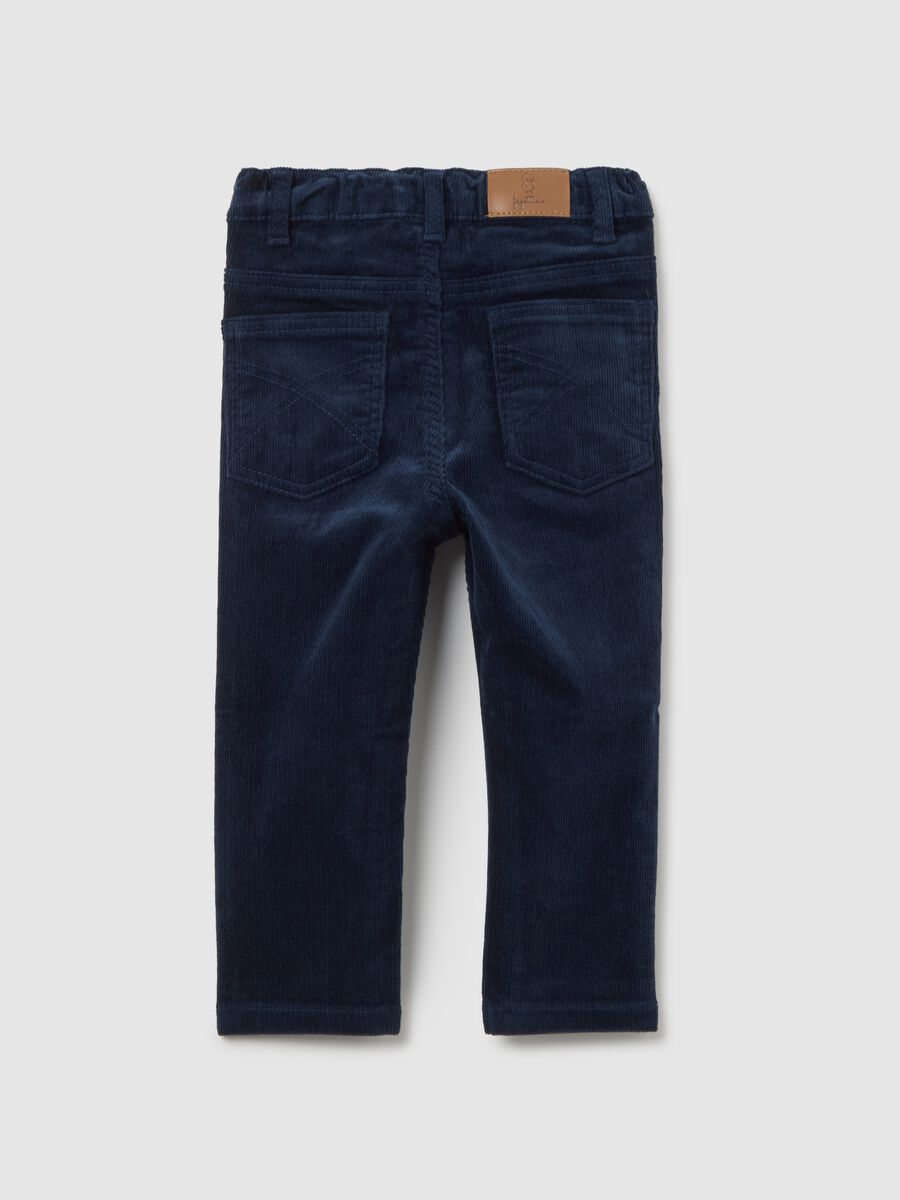 Children's trousers in blue corduroy and cotton_1
