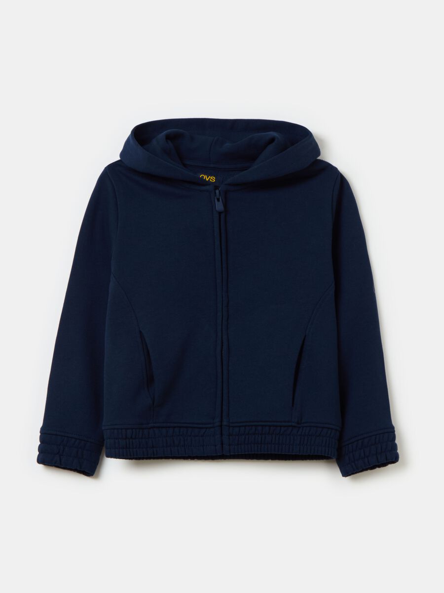 Full-zip Essential in cotone bio con cappuccio_0