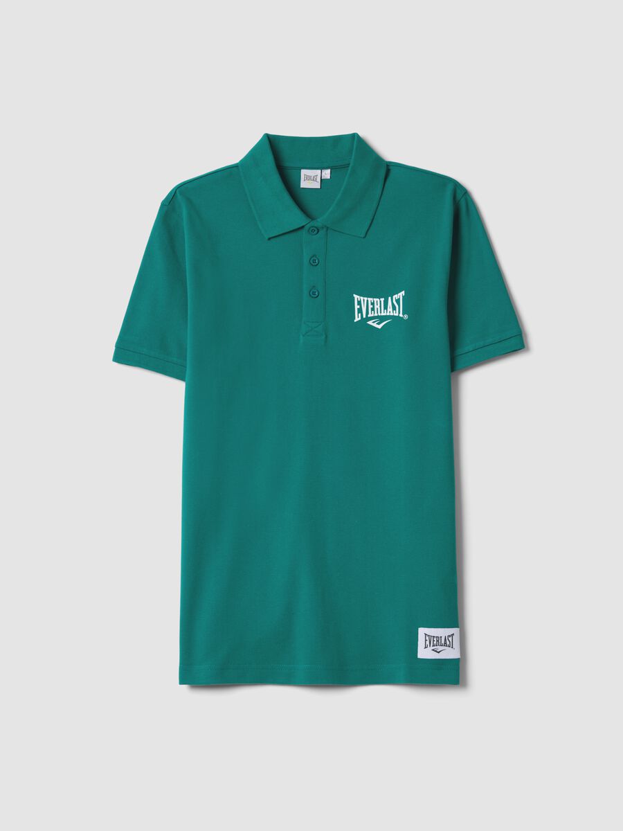 Short-sleeved pure cotton polo in green_0