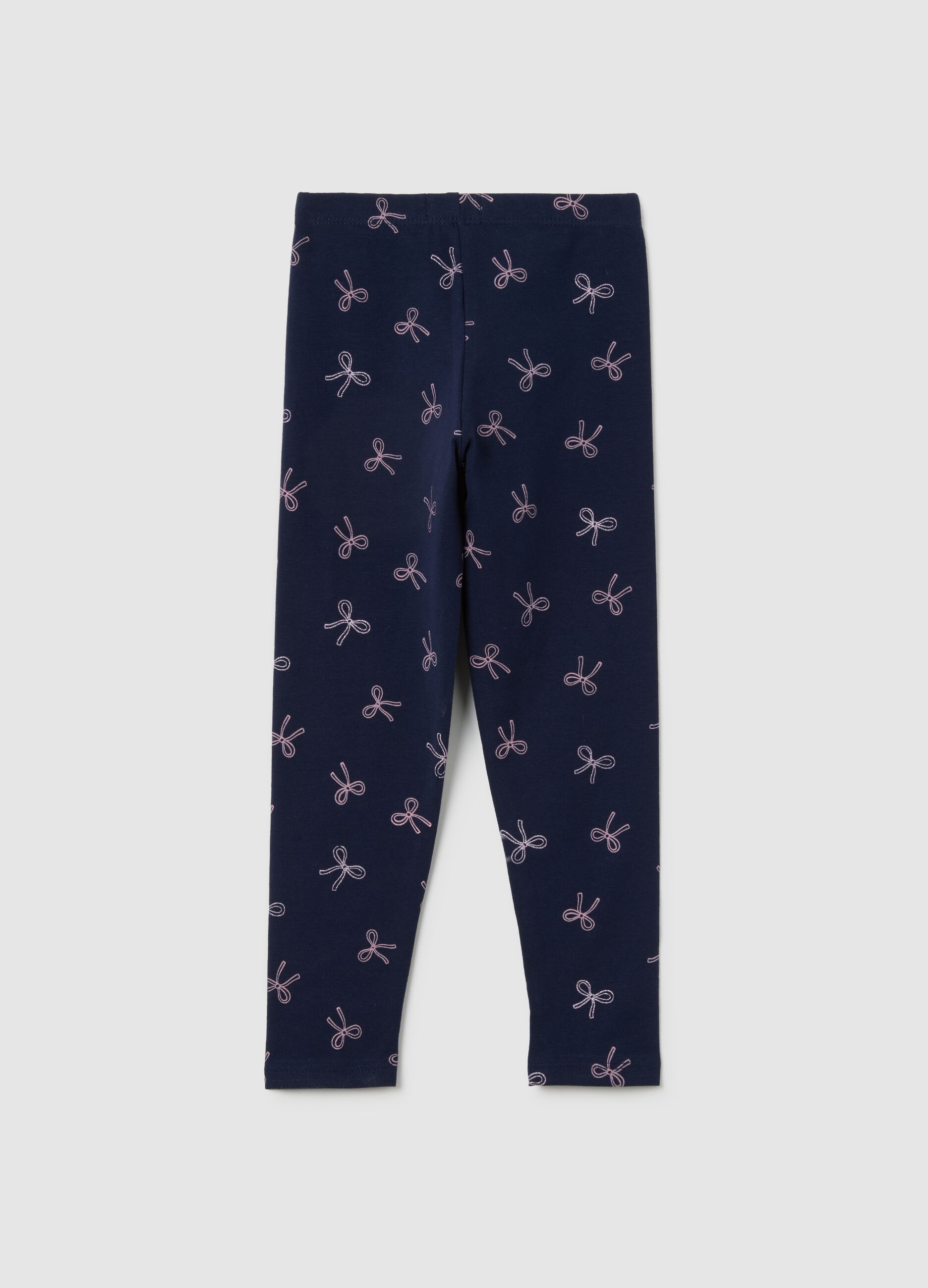 Girls' blue cotton blend skinny fit leggings