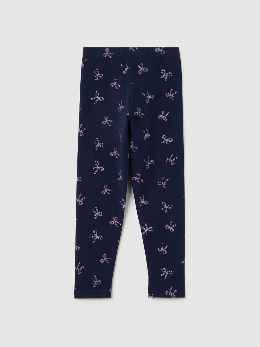 Girls' blue cotton blend skinny fit leggings_1