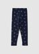 Girls' blue cotton blend skinny fit leggings_1
