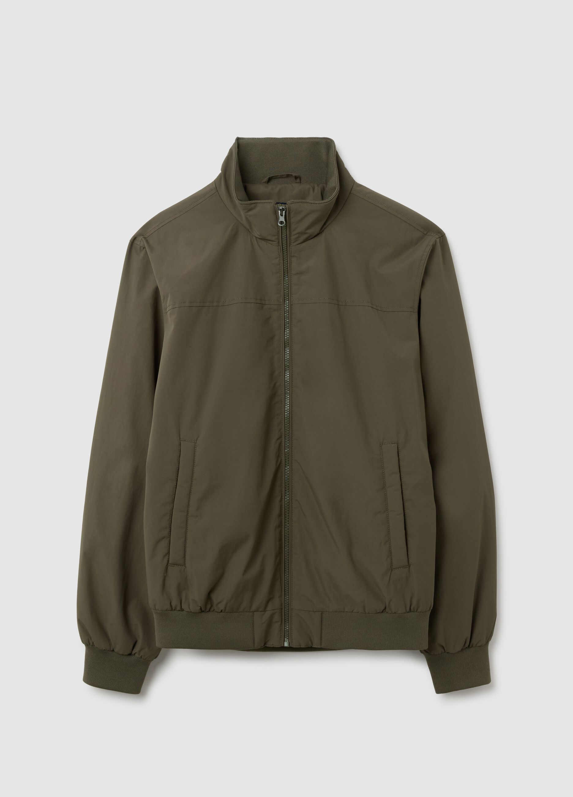 Green Padded Jacket with Zip Closure