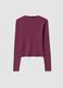 Purple striped pure cotton crew-neck T-shirt_2