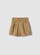 Beige modal-blend shorts with elasticated paper-bag waist_0