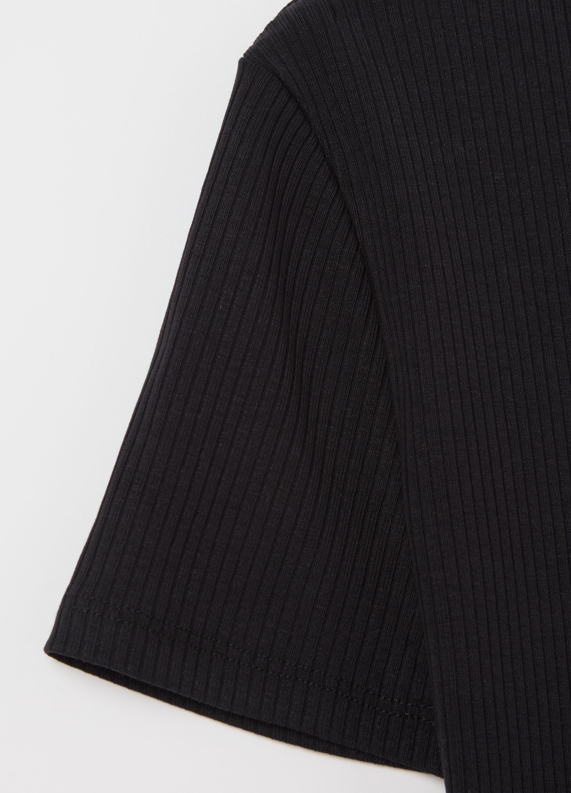 Women’s black fitted T-shirt in stretch cotton