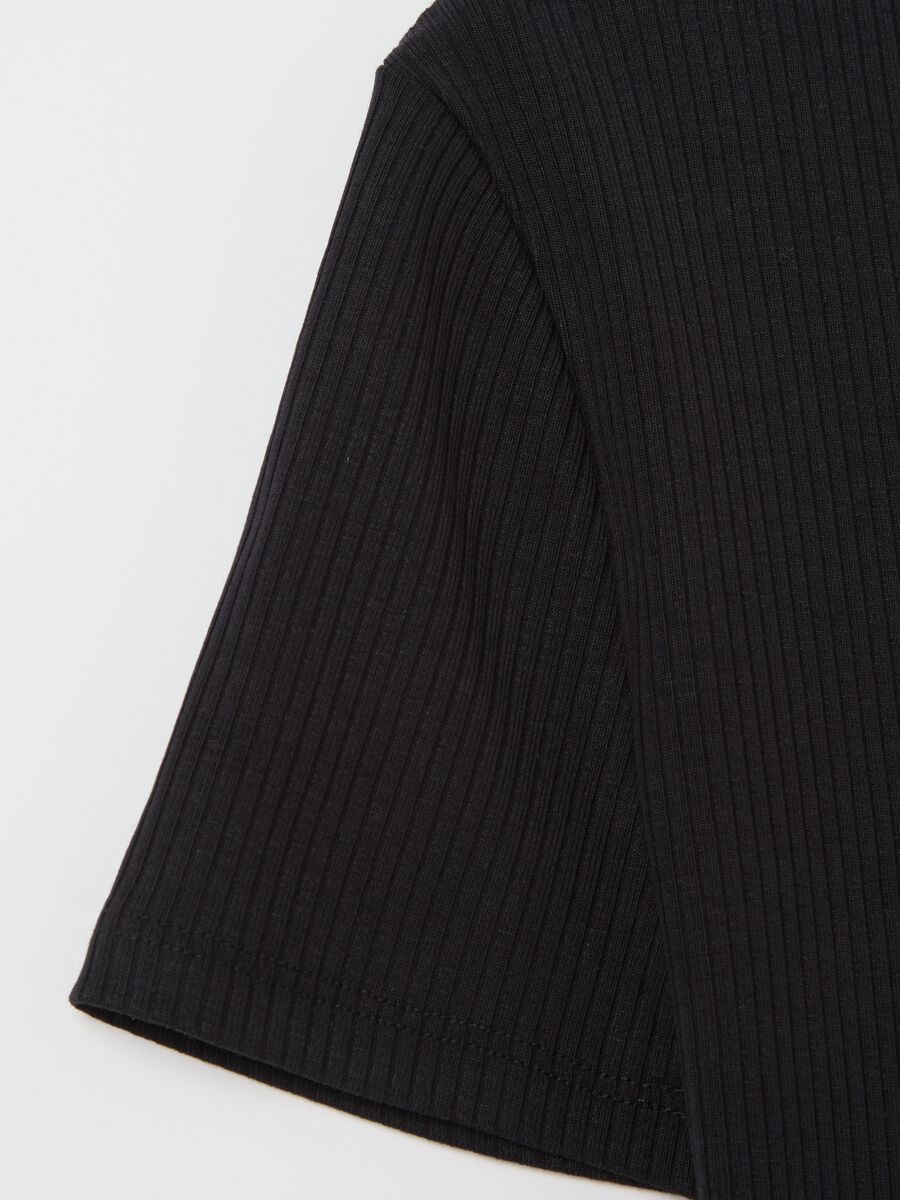 Women’s black fitted T-shirt in stretch cotton_5