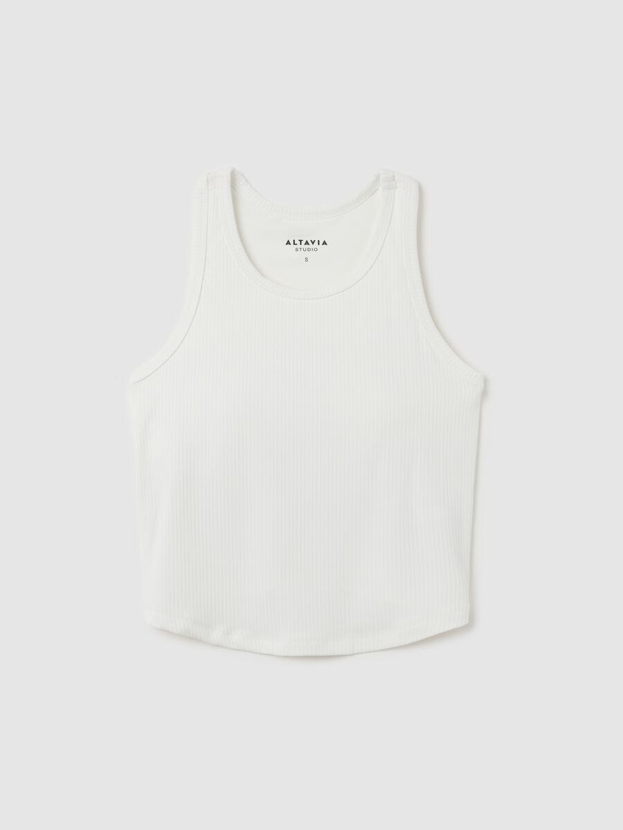 ALTAVIA STUDIO crop tank top in ribbed technical fabric_4