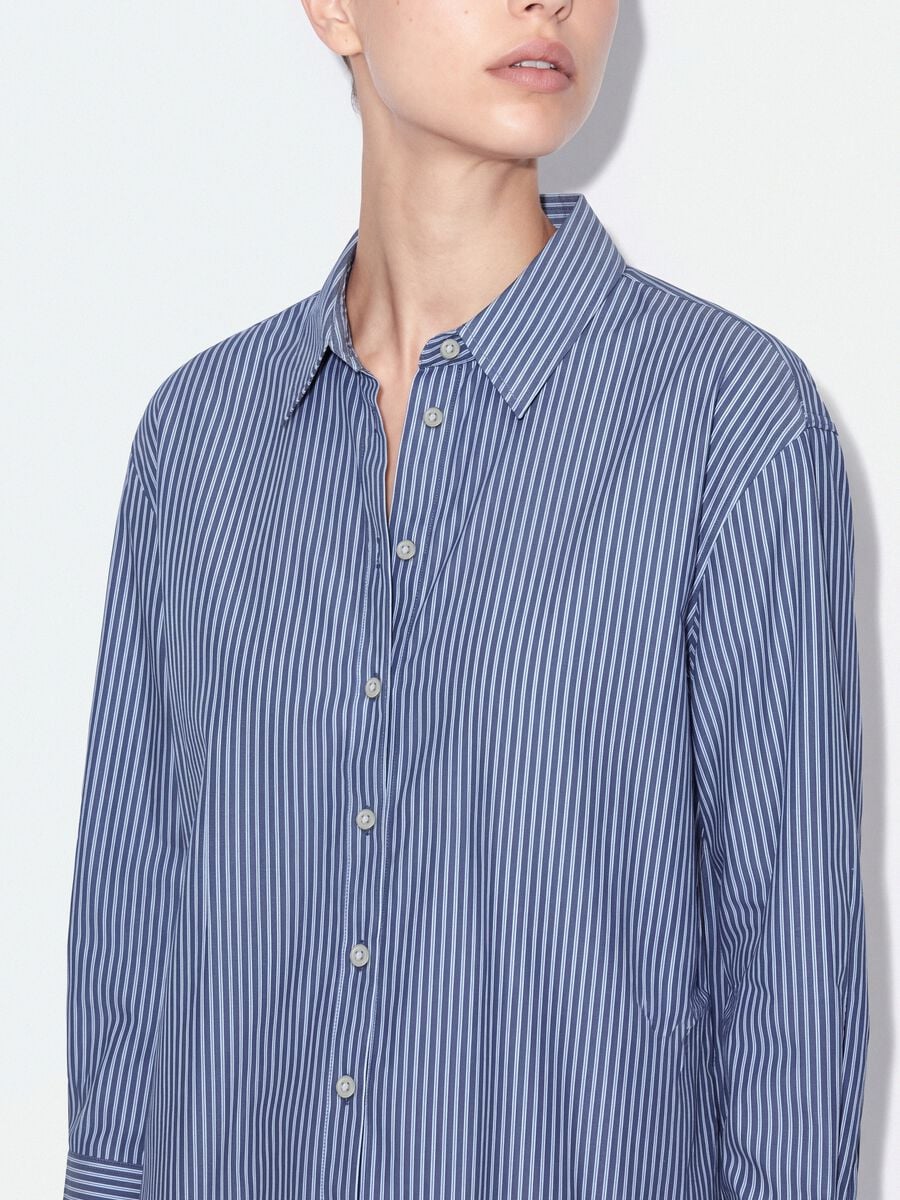 Blue striped pure cotton poplin shirt, regular fit_3