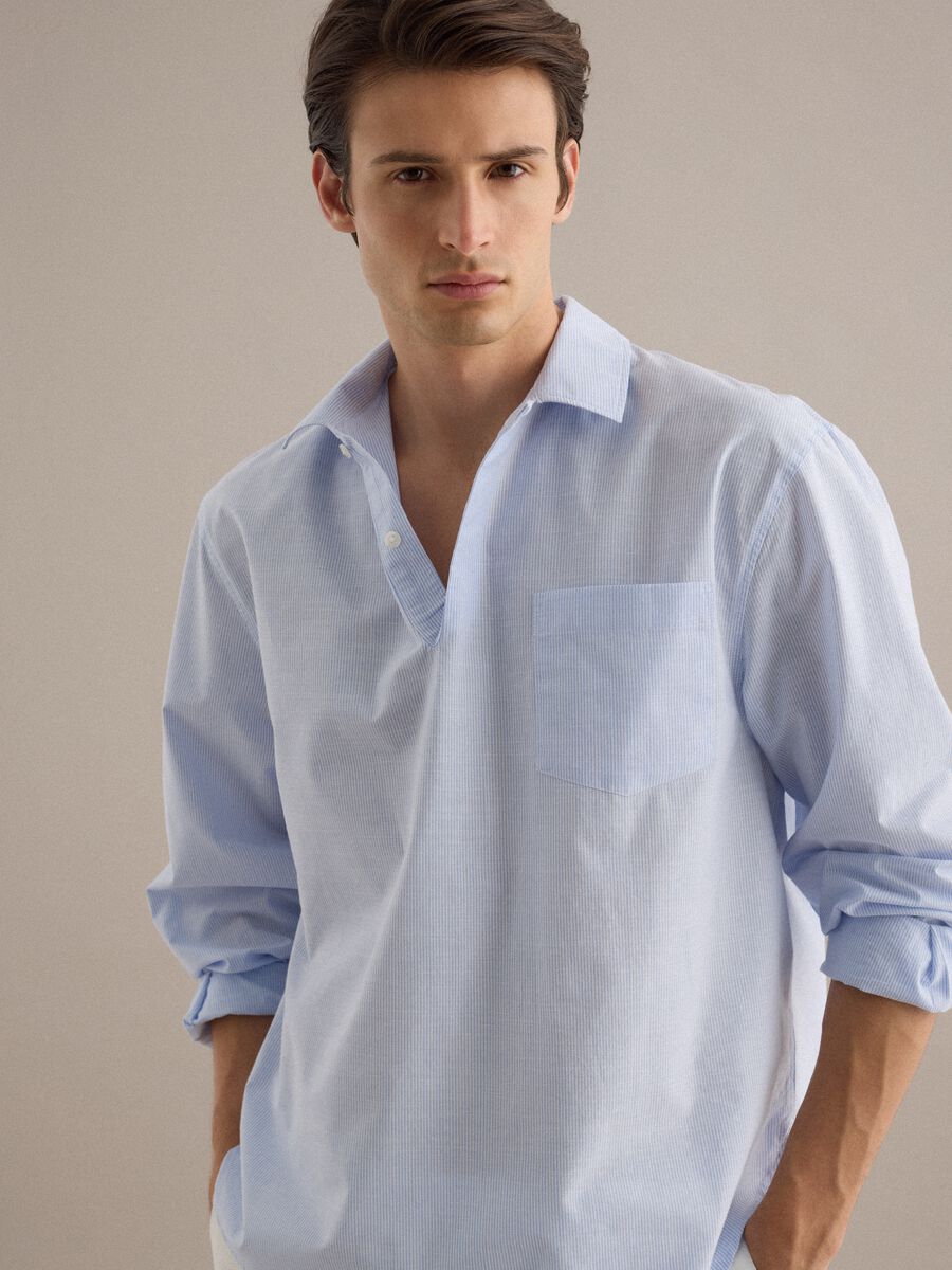 Camicia a maniche corte in puro cotone a righe multicolor regular fit_0