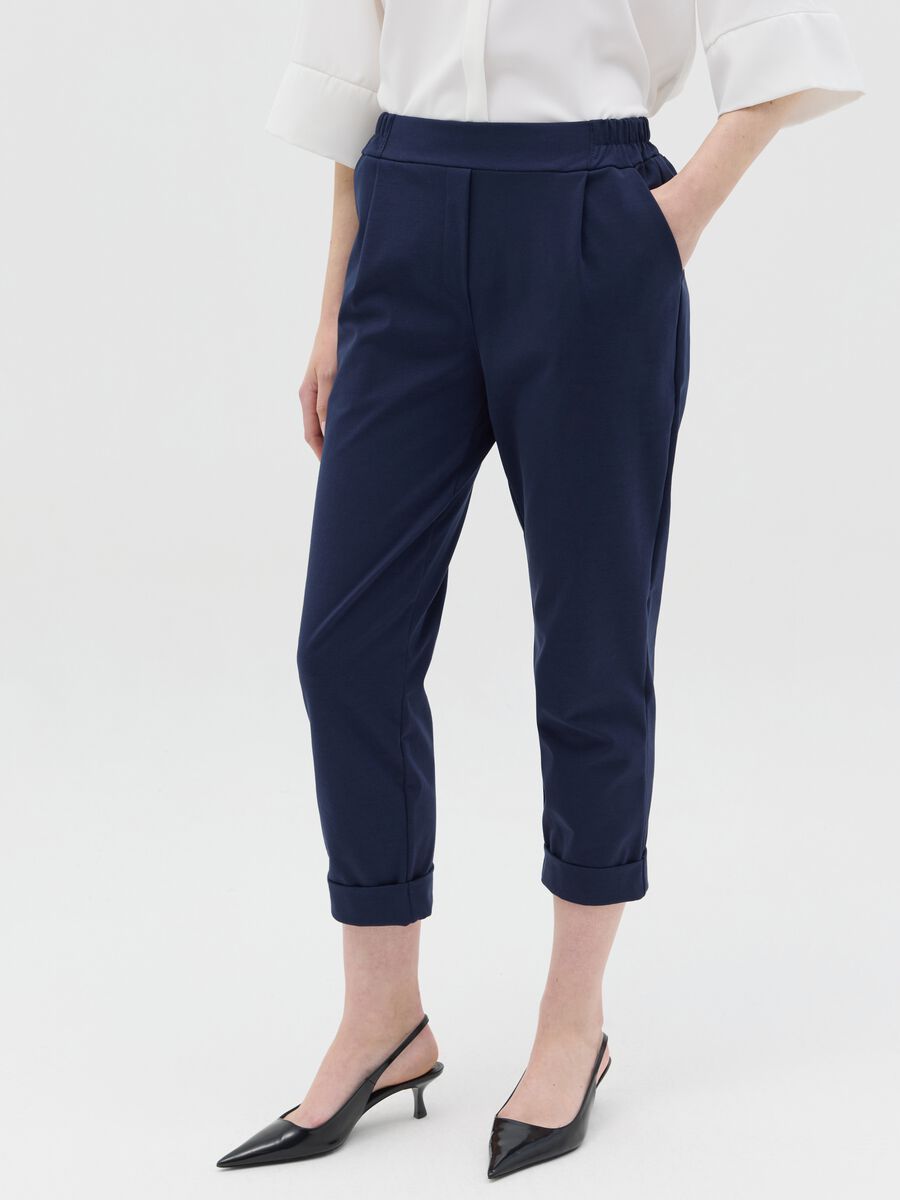 Cropped chino trousers with turn-ups_1