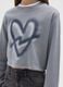 Grey girl's sweatshirt in pure cotton regular fit with printed heart_2