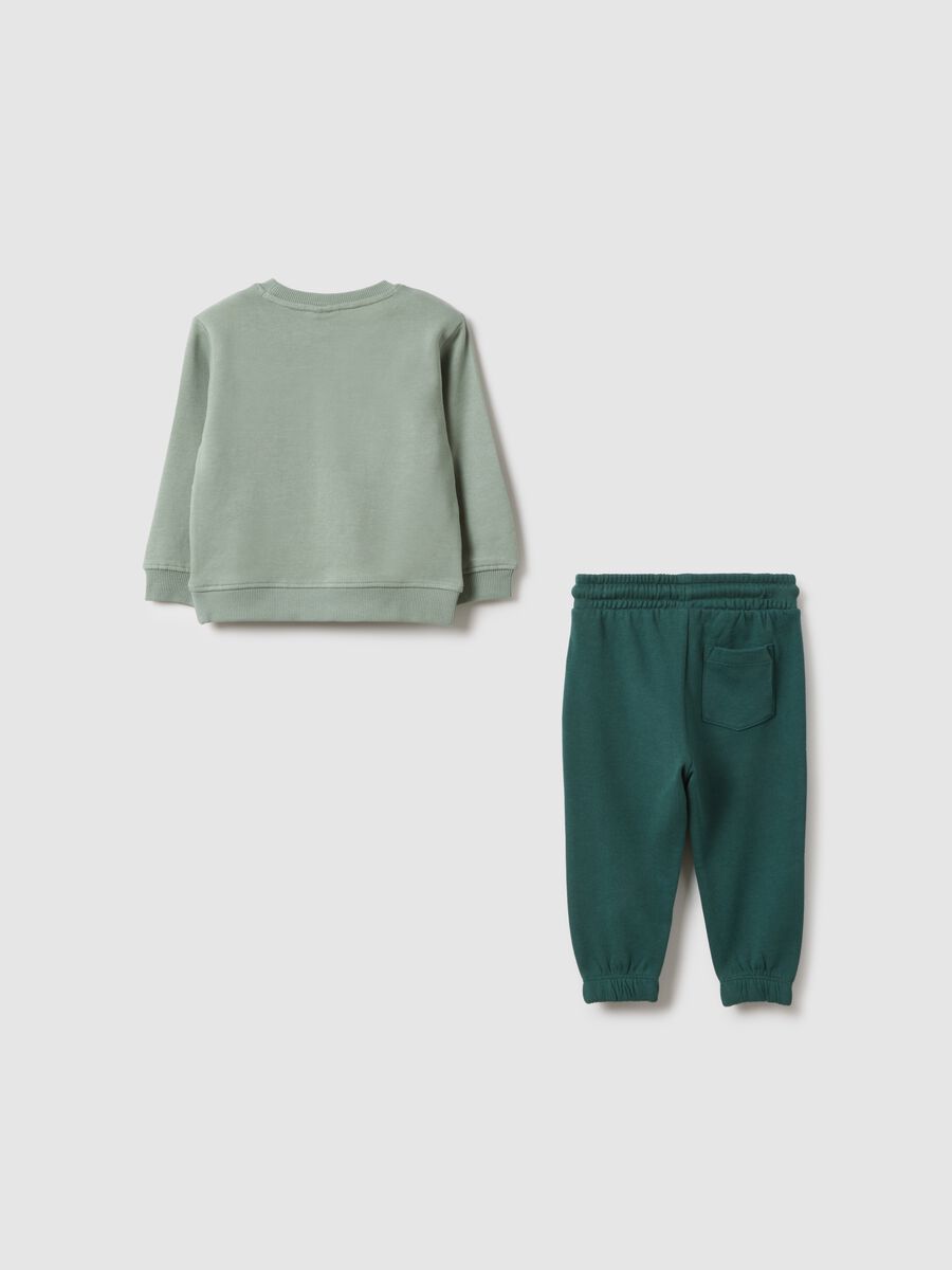 Regular fit green pure cotton sweatshirt and trousers set for boys_1