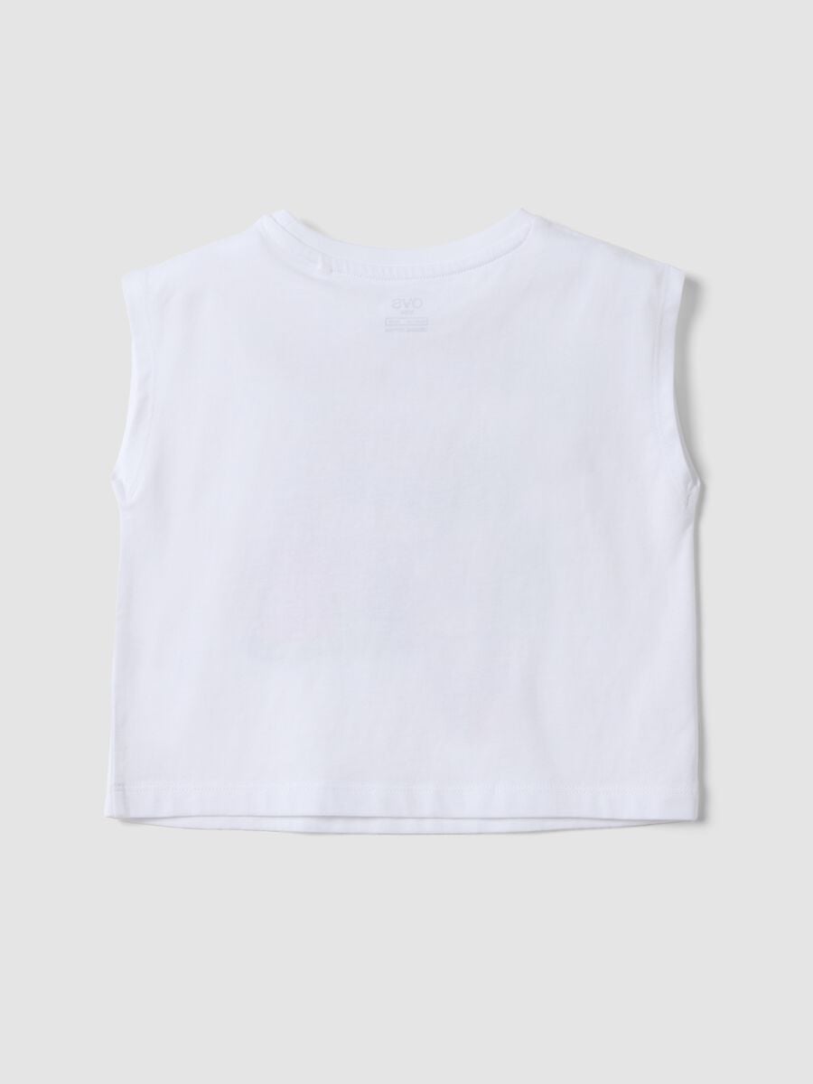 Tank top bianco in puro cotone con stampa_1