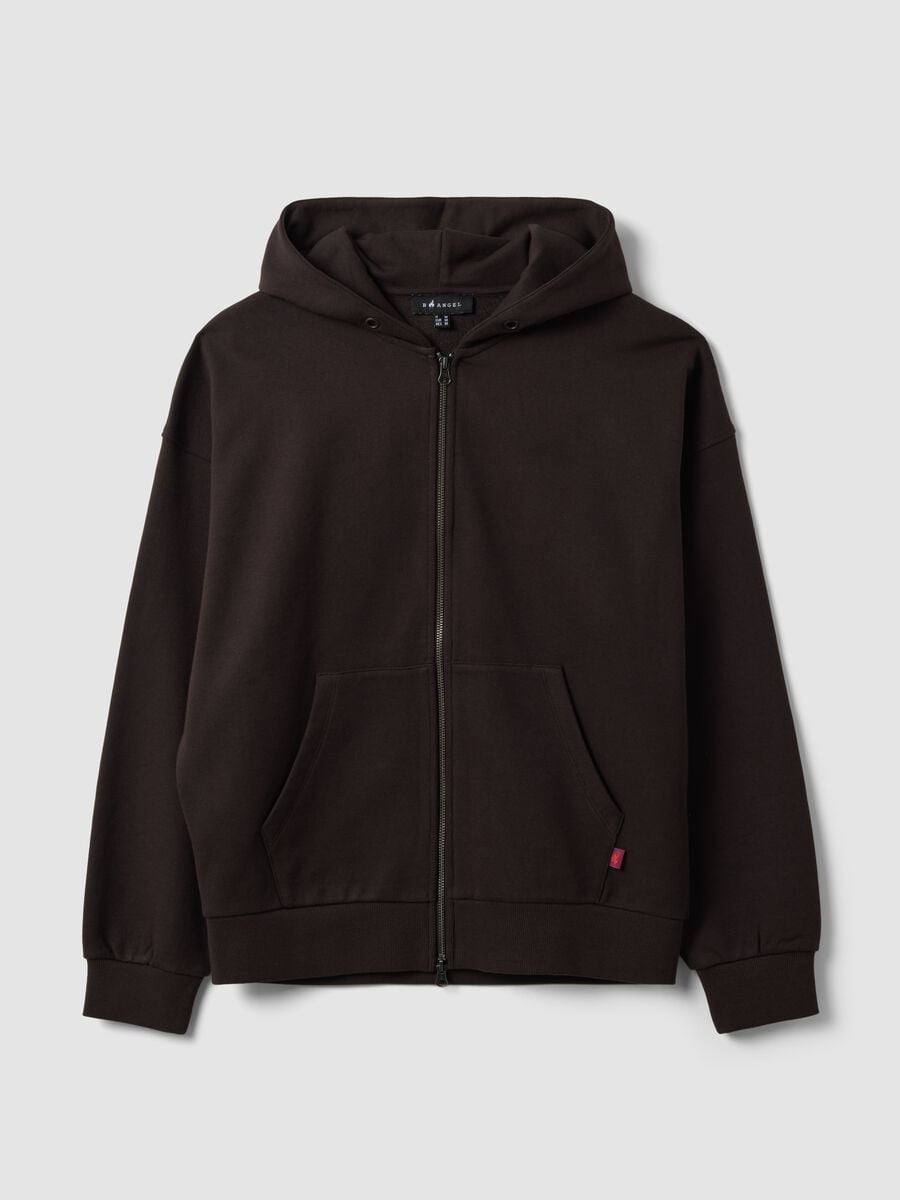 Brown cropped hoodie in pure cotton with oversized fit_4
