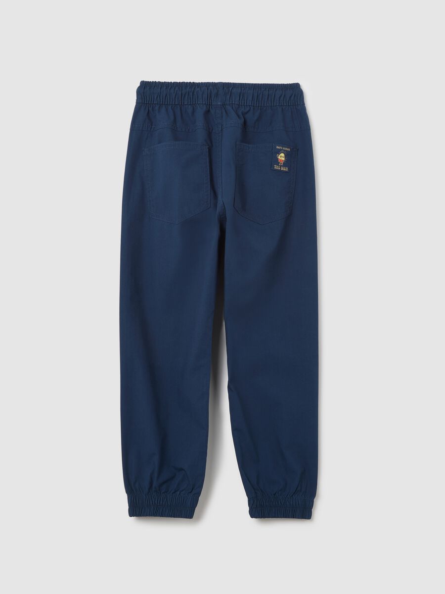 Blue trousers in cotton with drawstring_1