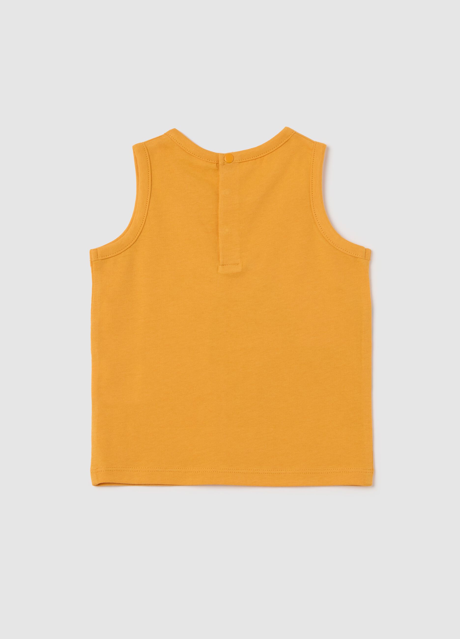 Canottiera da neonato in puro cotone arancione regular fit con stampa