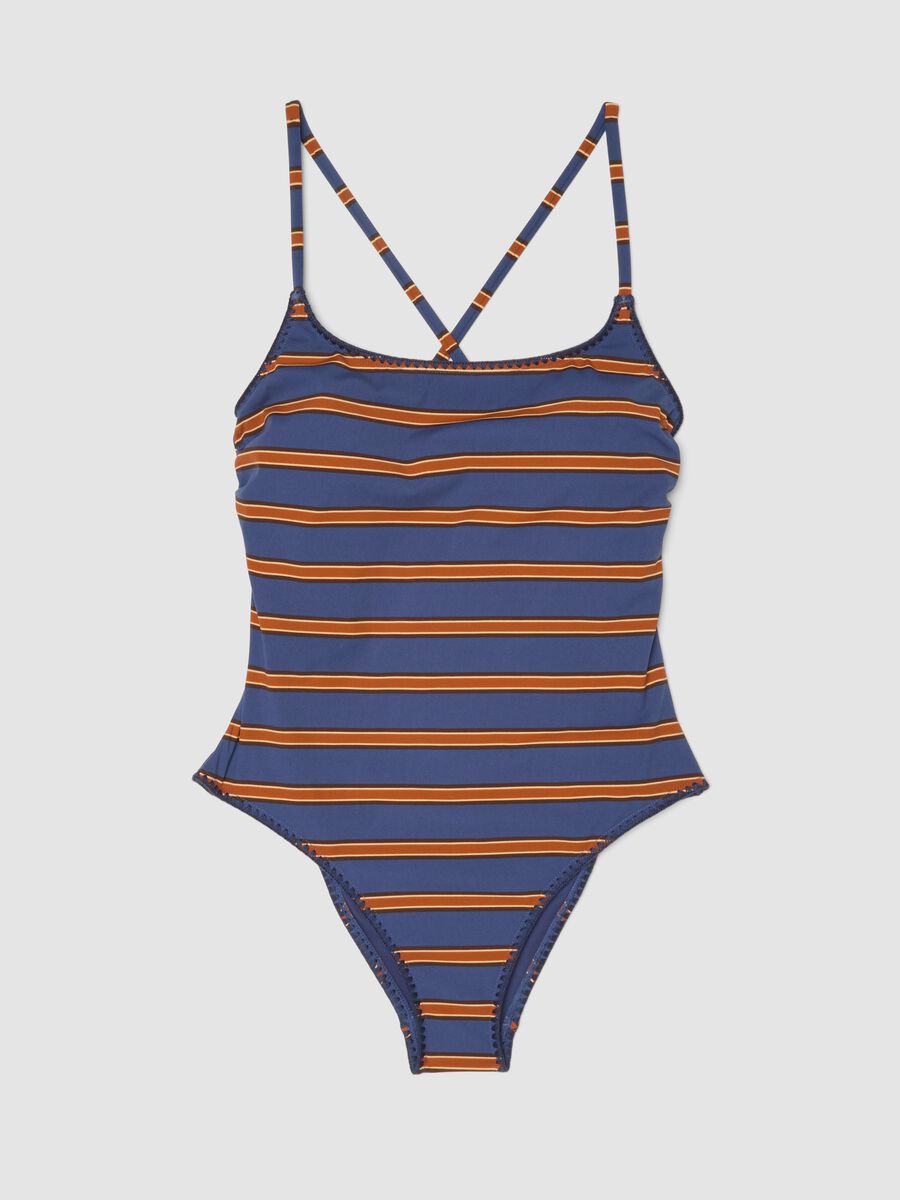 Stretch multicolour striped one-piece swimsuit_0
