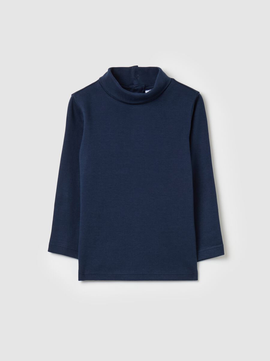 Cotton T-shirt with high neck_0