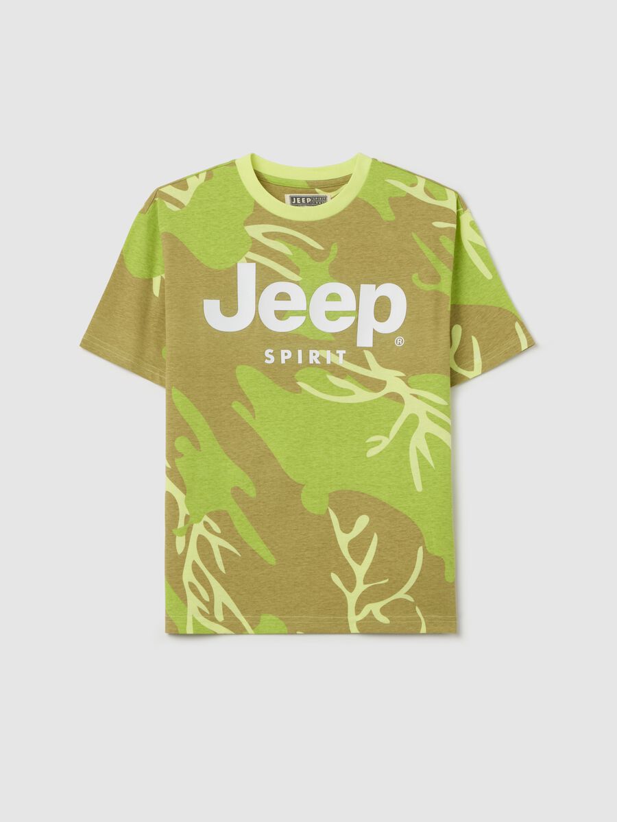 T-shirt in cotone camouflage con stampa logo_3