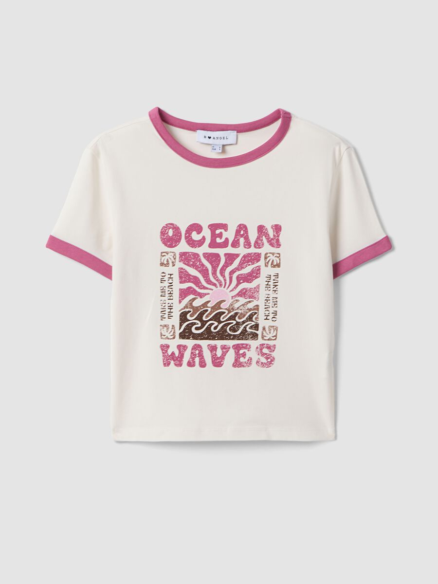 White regular-fit stretch cotton T-shirt with print_0