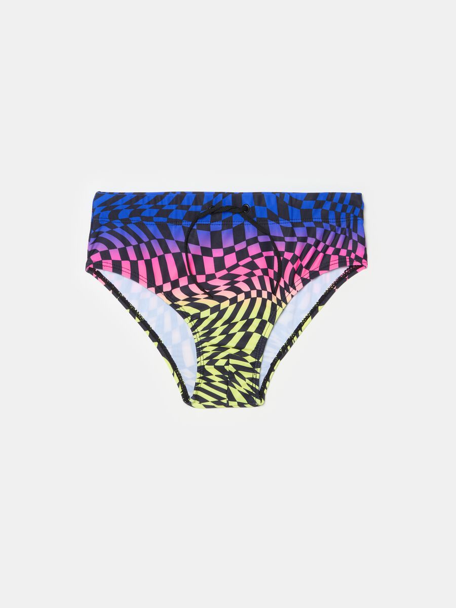 Swim briefs with print and drawstring_0