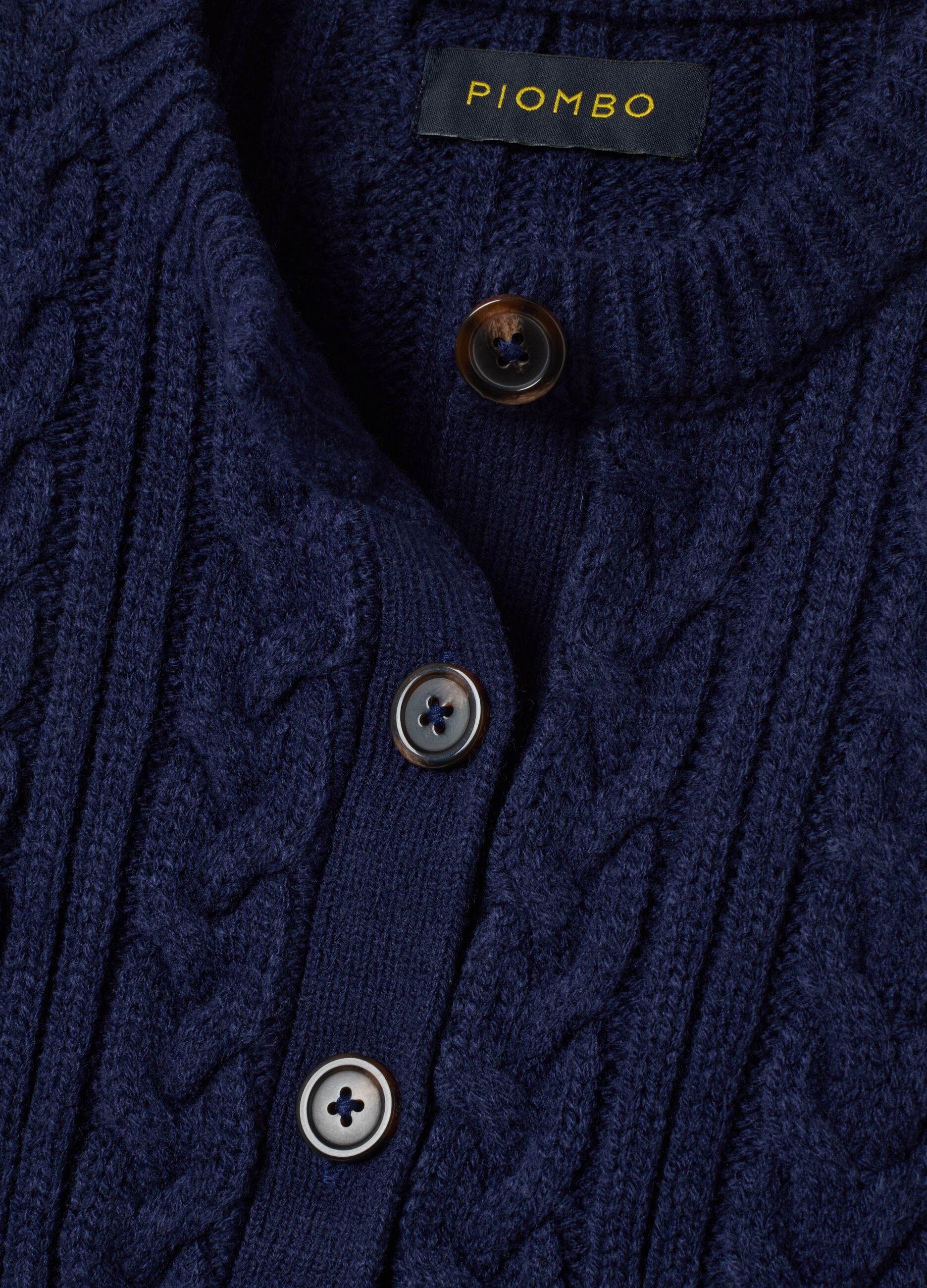 Blue crew-neck cable-knit wool-blend gilet