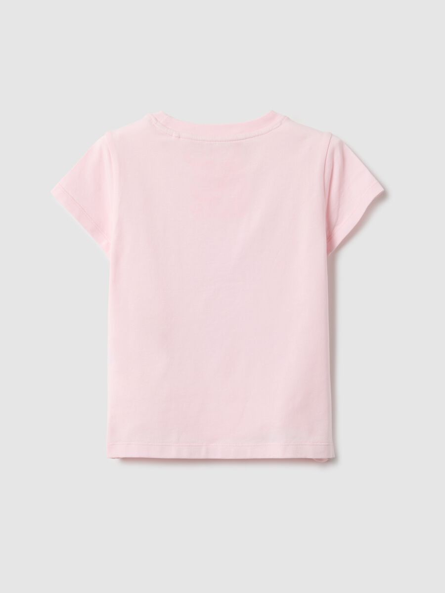 Pink stretch cotton t-shirt regular fit with heart for girls_1