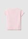 Pink stretch cotton t-shirt regular fit with heart for girls_1