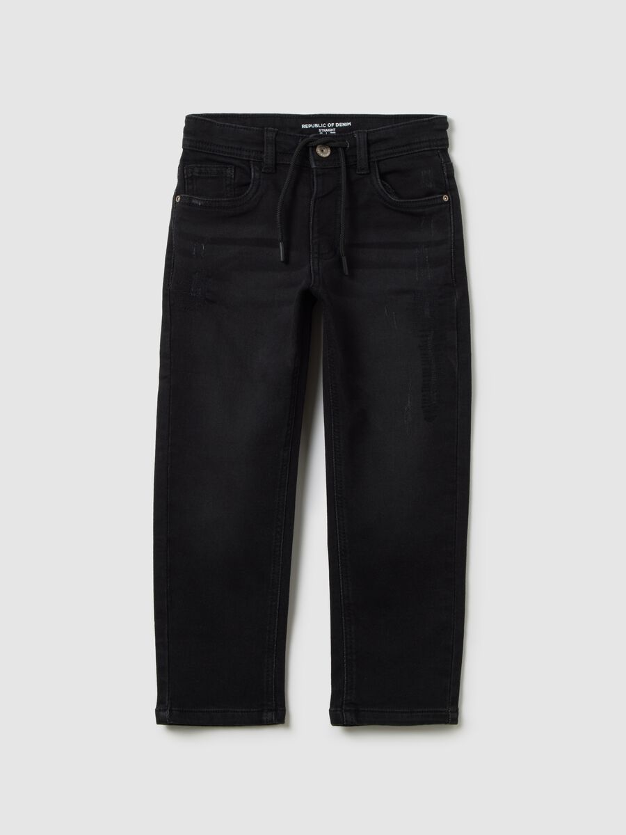 Black denim trousers for kids_0