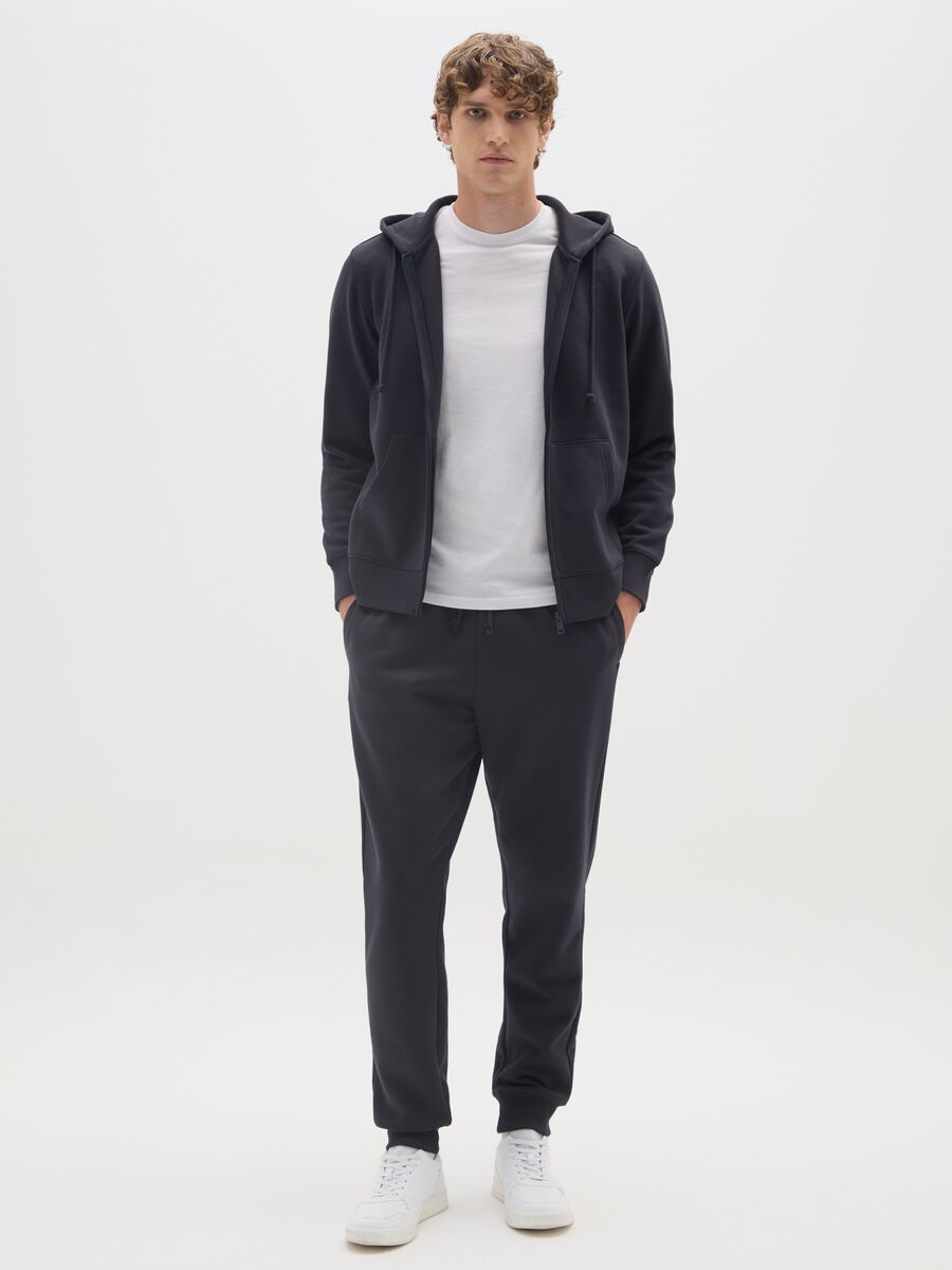 Felpa in misto cotone blu regular fit con zip_1