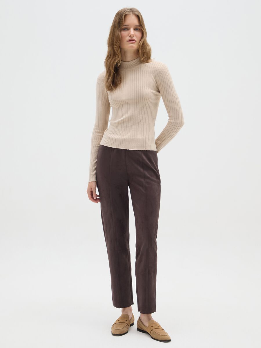 Brown Slim Fit Leggings_0