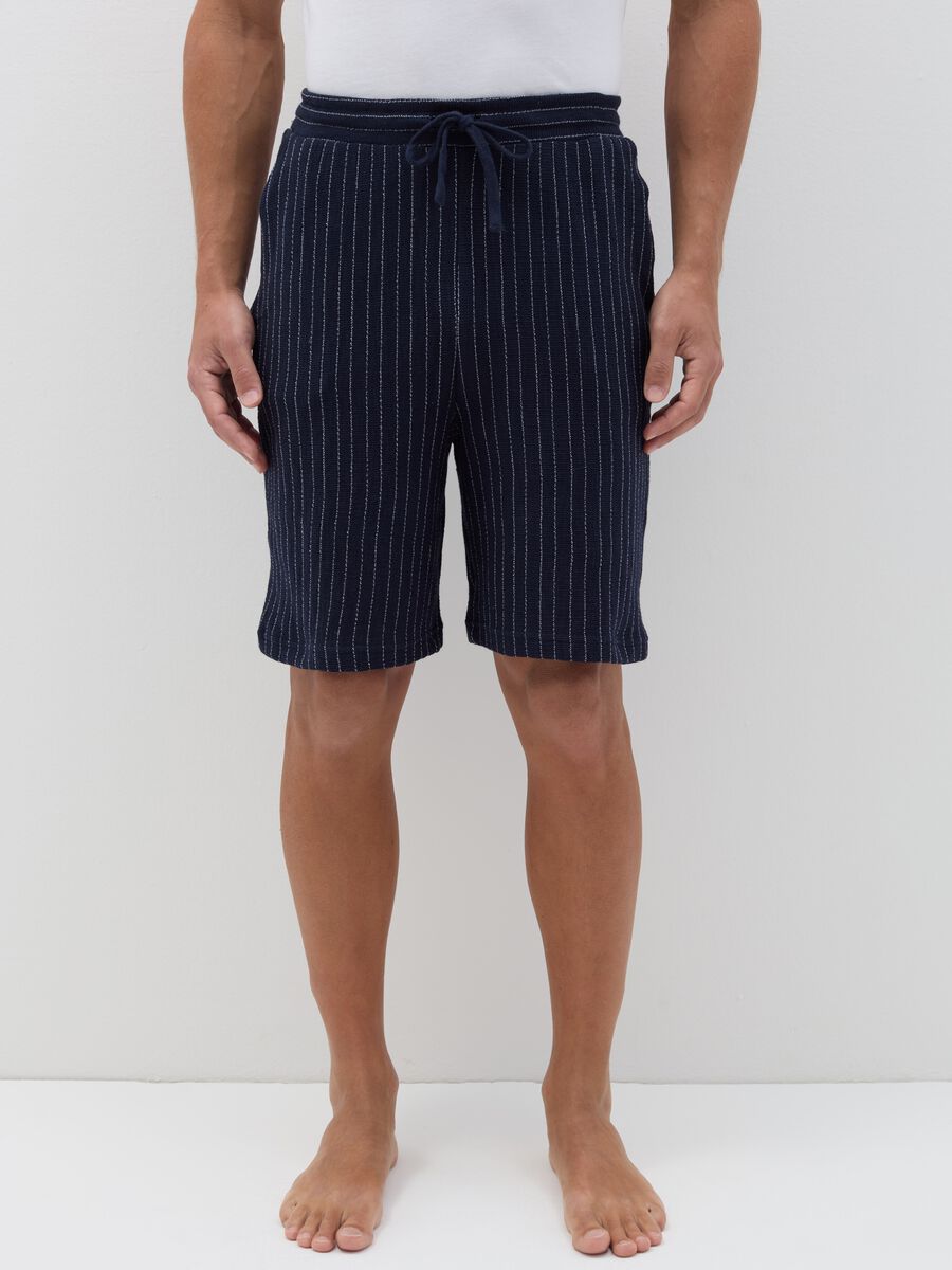 Pinstriped pyjama shorts with drawstring_1