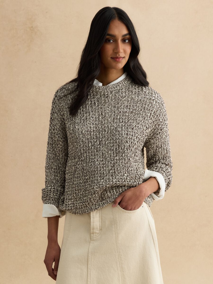 Pullover in misto cotone multicolor regular fit con design a maglia_1