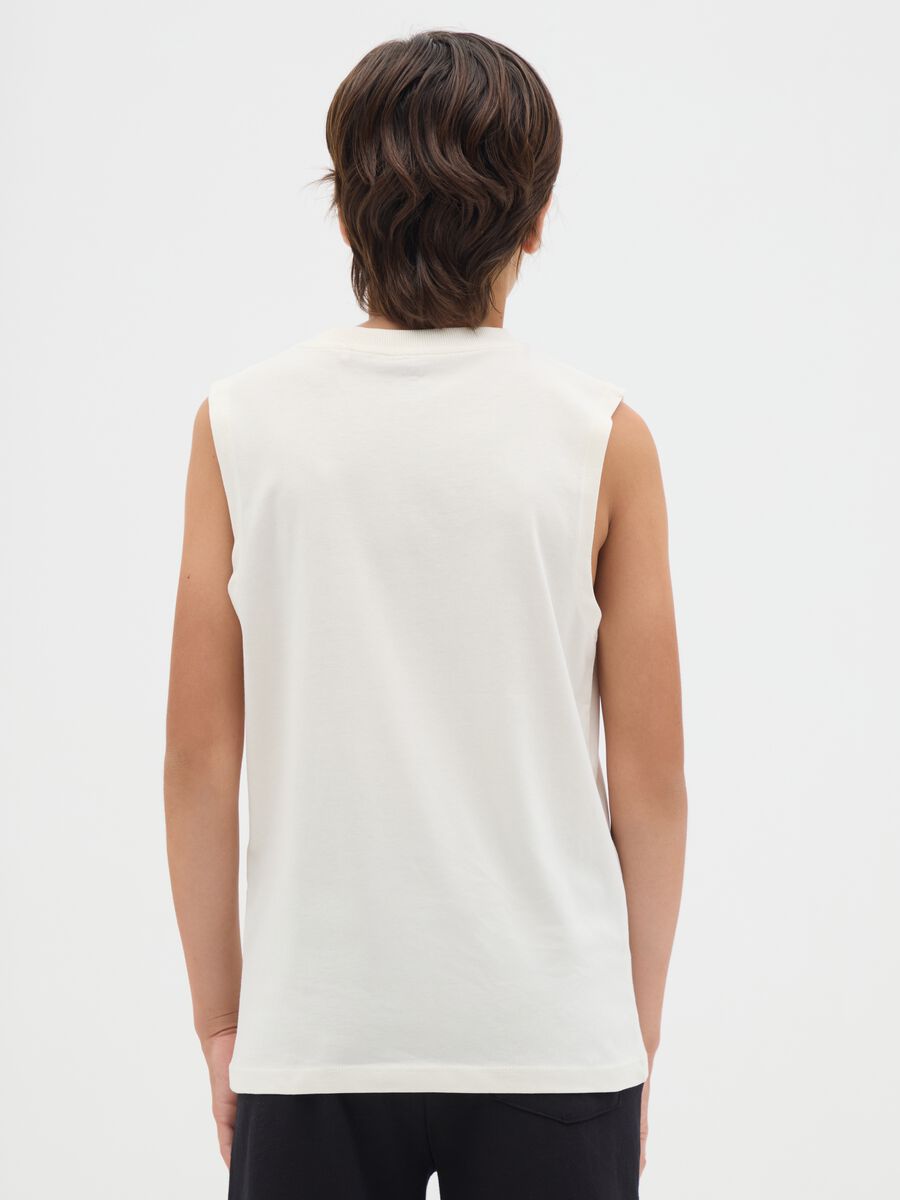 Boys' pure cotton white tank top regular fit_1