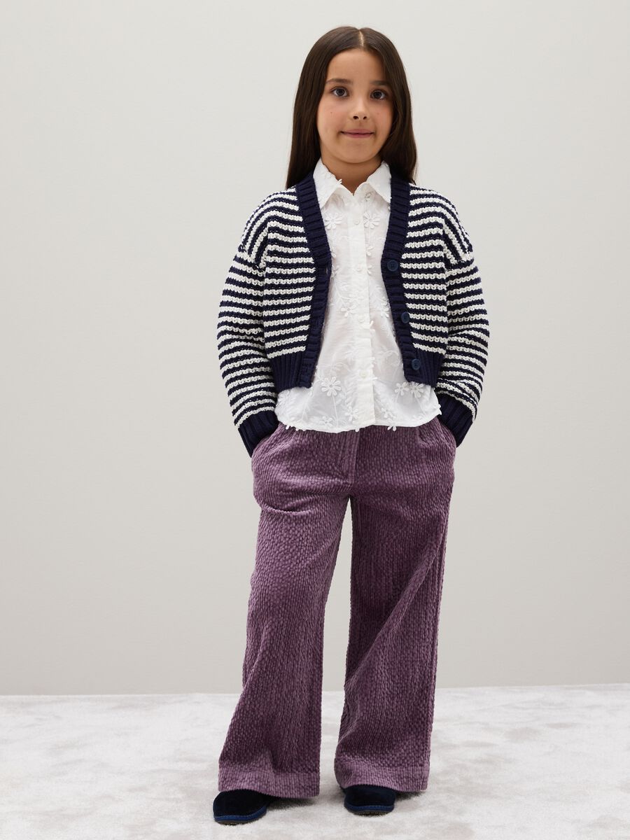 Girls' Wide Leg Purple Cotton Trousers_0
