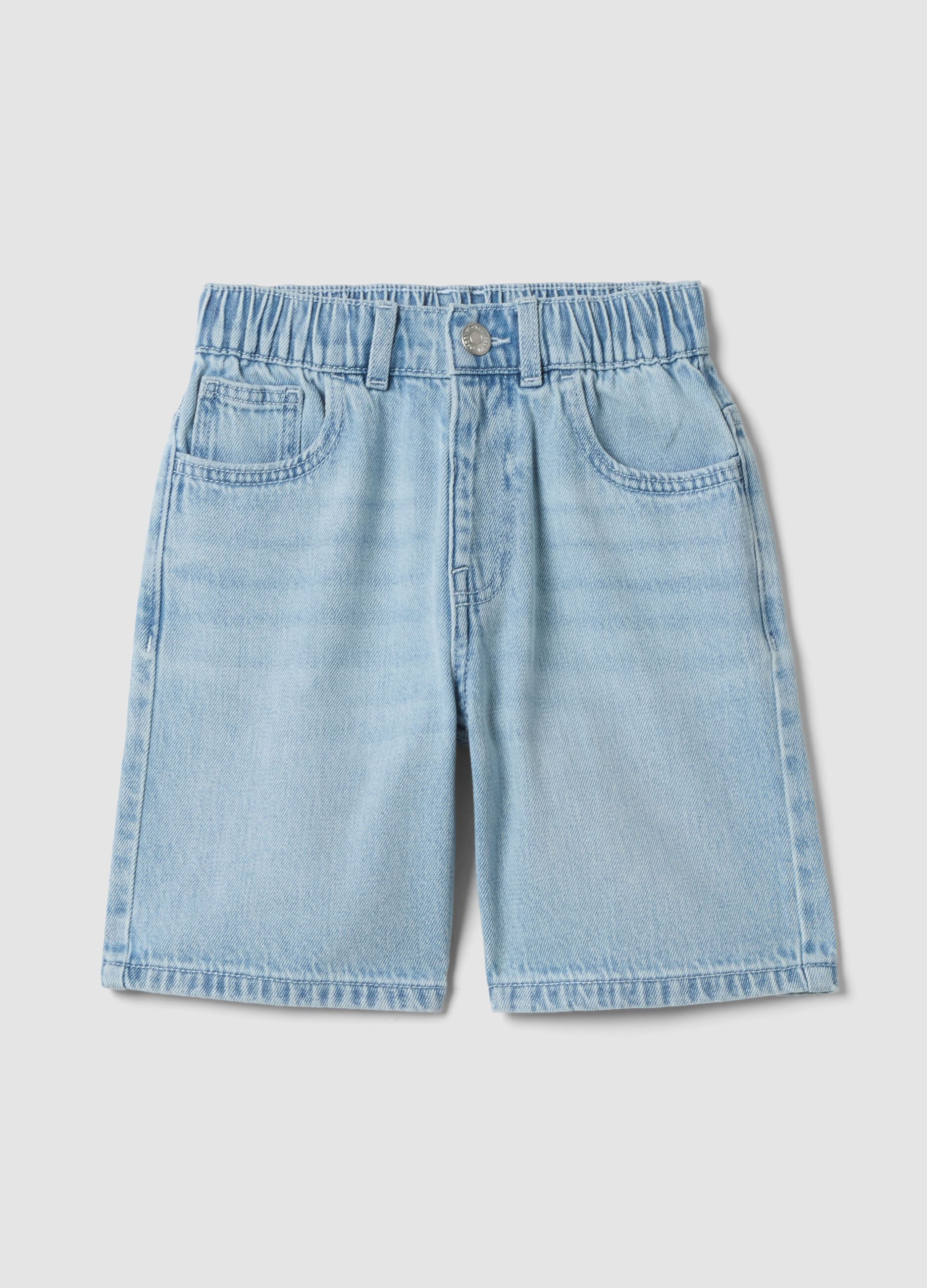 Shorts denim azzurri in misto cotone da bambino regular fit