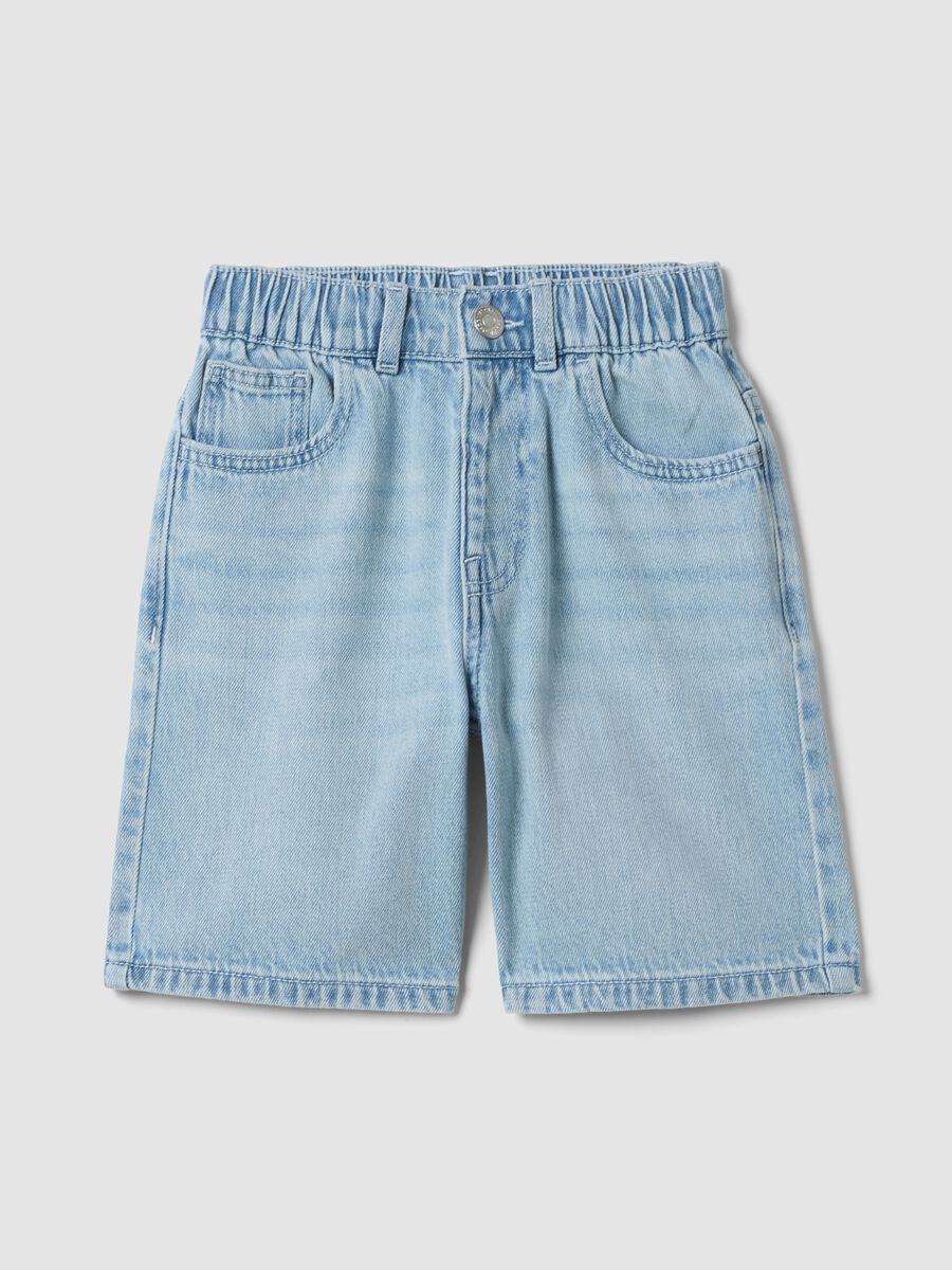 Shorts denim azzurri in misto cotone da bambino regular fit_0