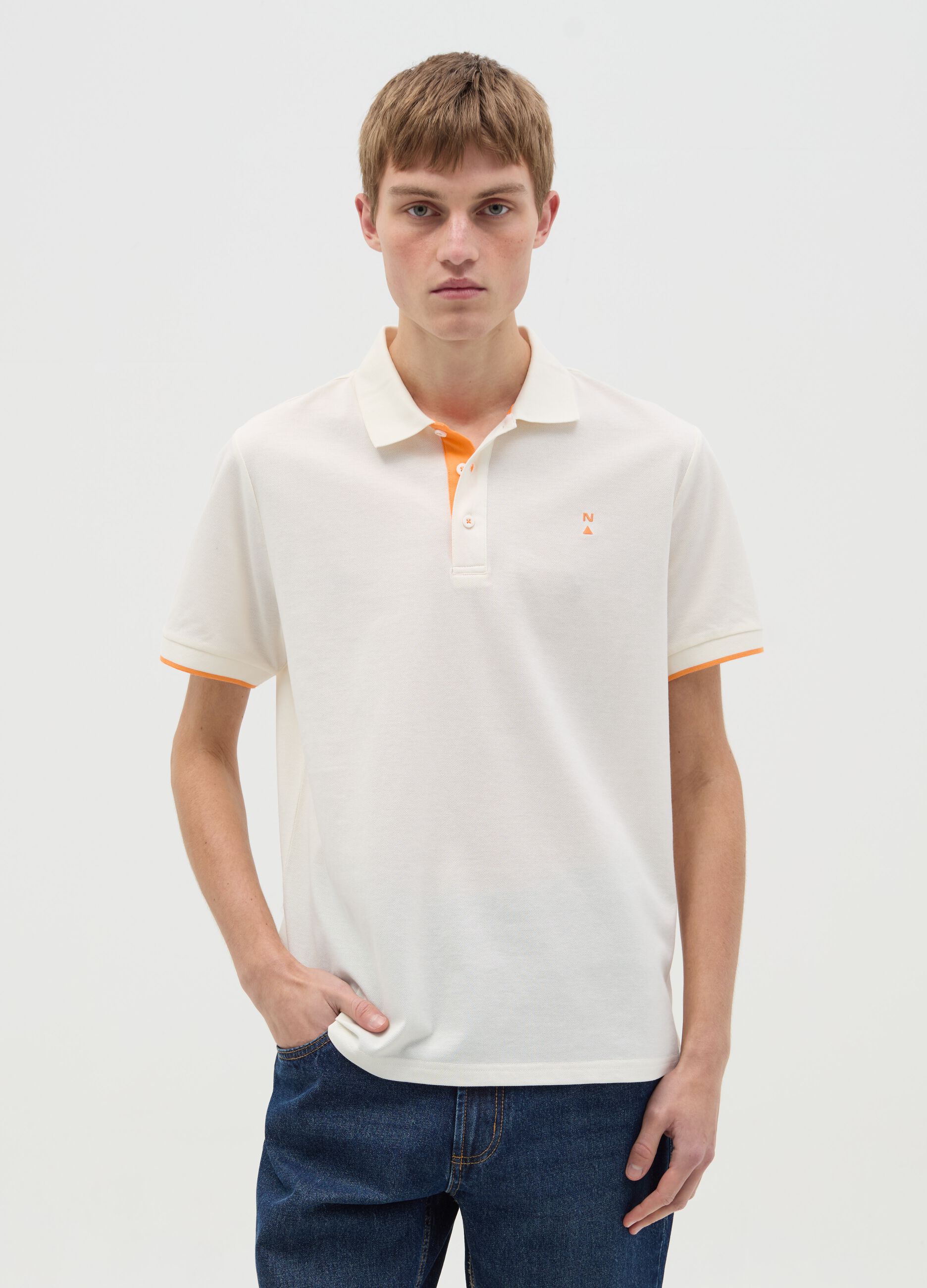 Pique polo shirt with logo print