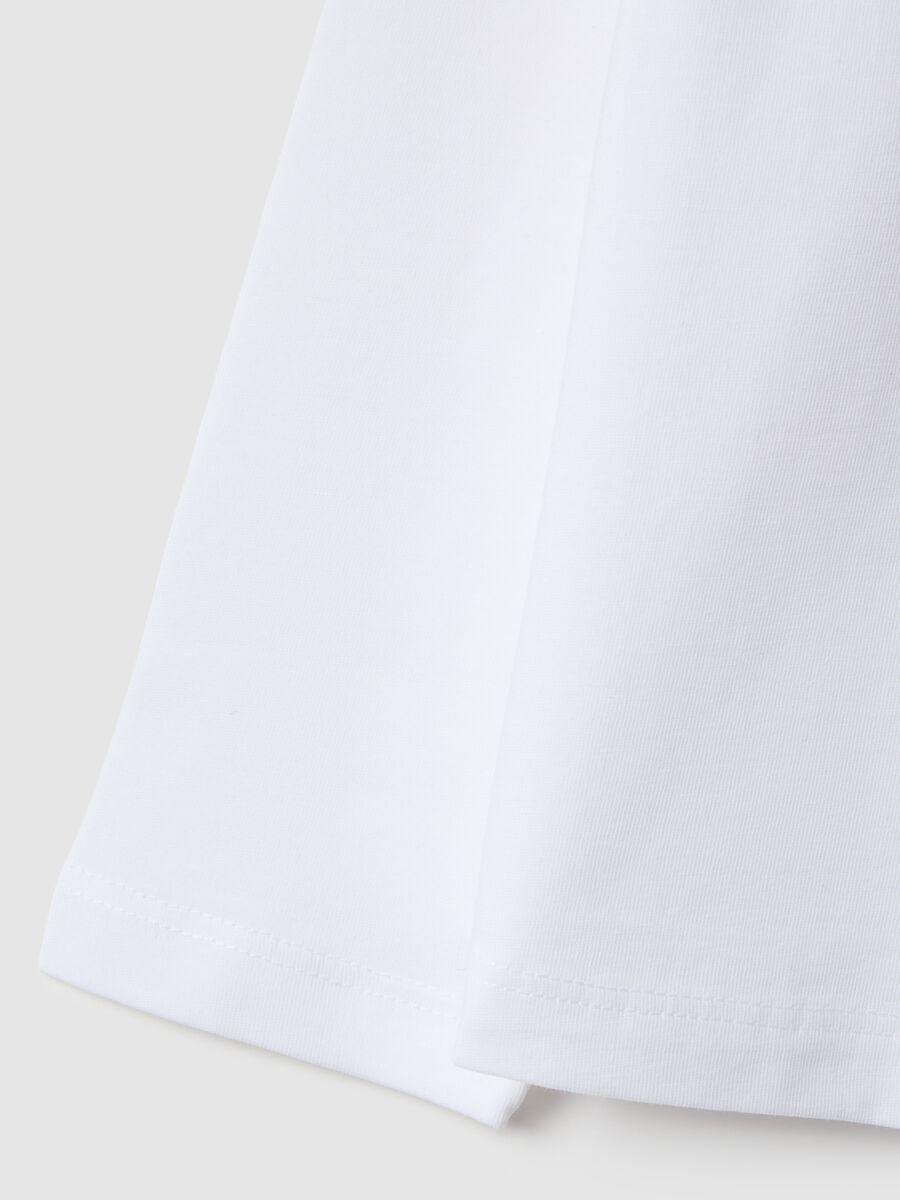 Girls' long-sleeve white cotton T-shirt, regular fit_3