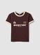 Brown cotton T-shirt with front graphic print and contrast trims_4