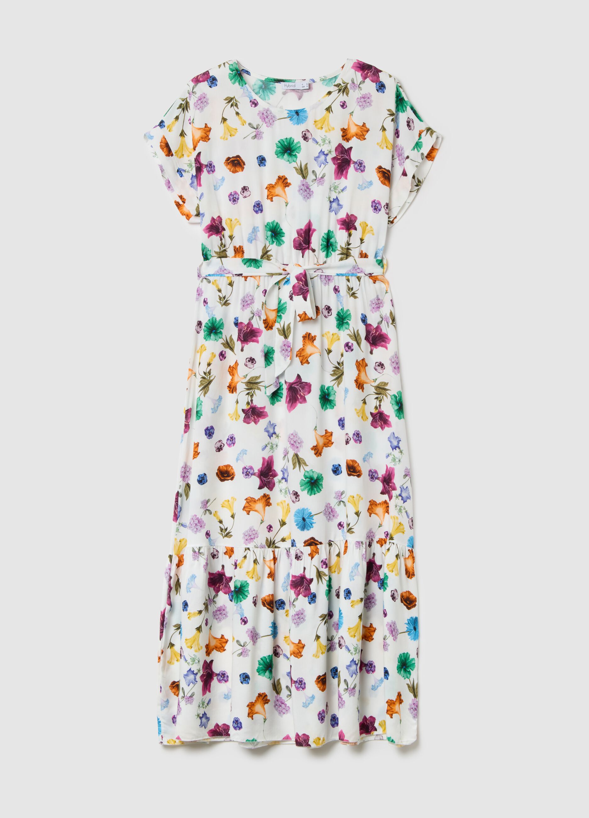 Women's long dress in multicolour viscose with regular fit