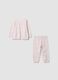 Pigiama rosa in puro cotone jersey organico con fantasia floreale per neonata e bimba_0