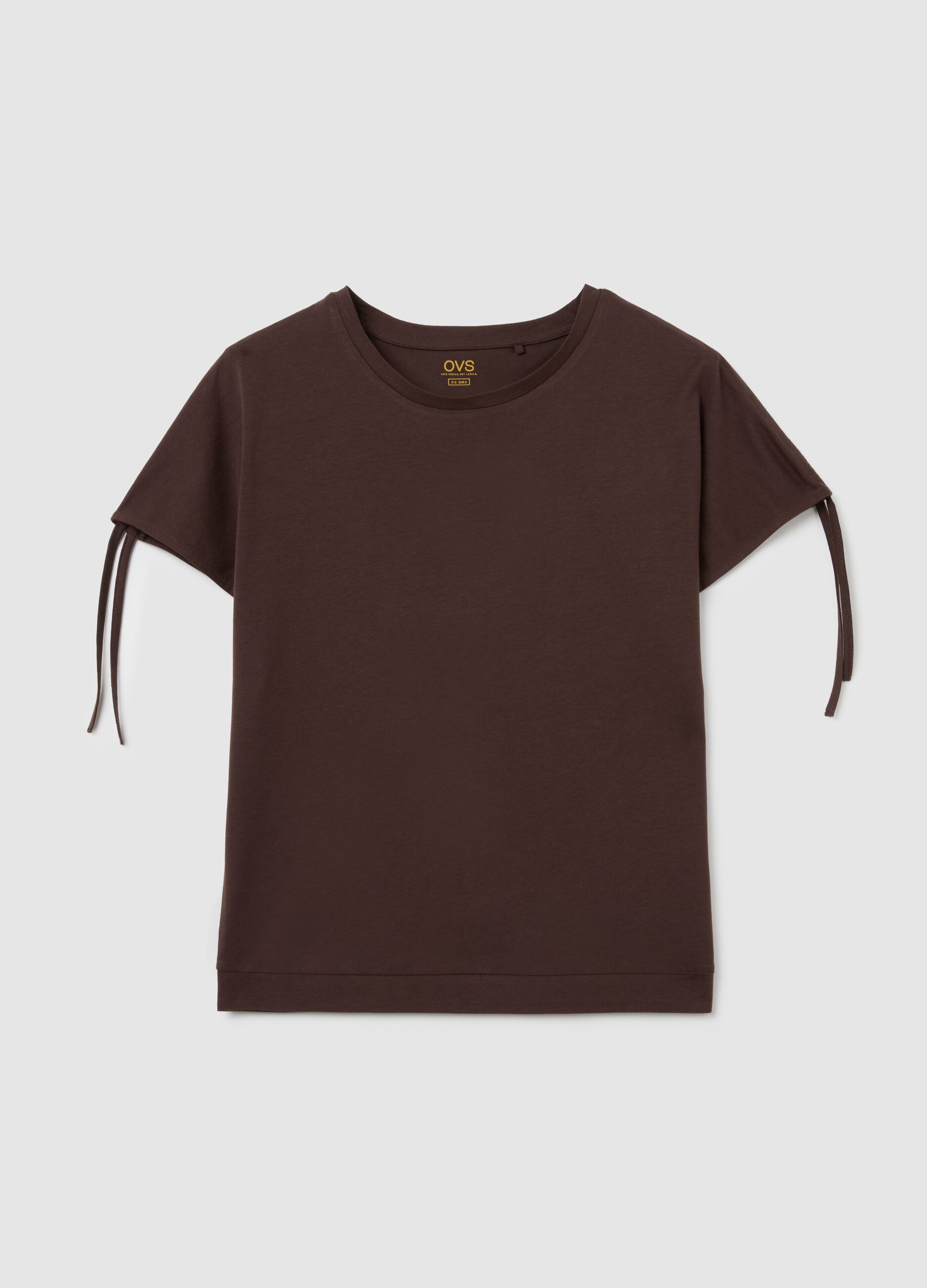 Women's brown pure cotton T-shirt regular fit