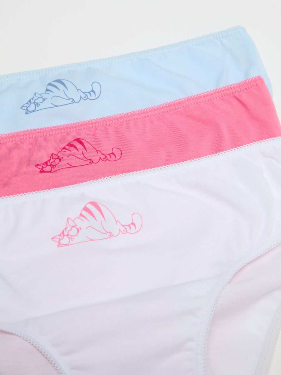 Set cinque slip in cotone con stampa gatto addormentato _3