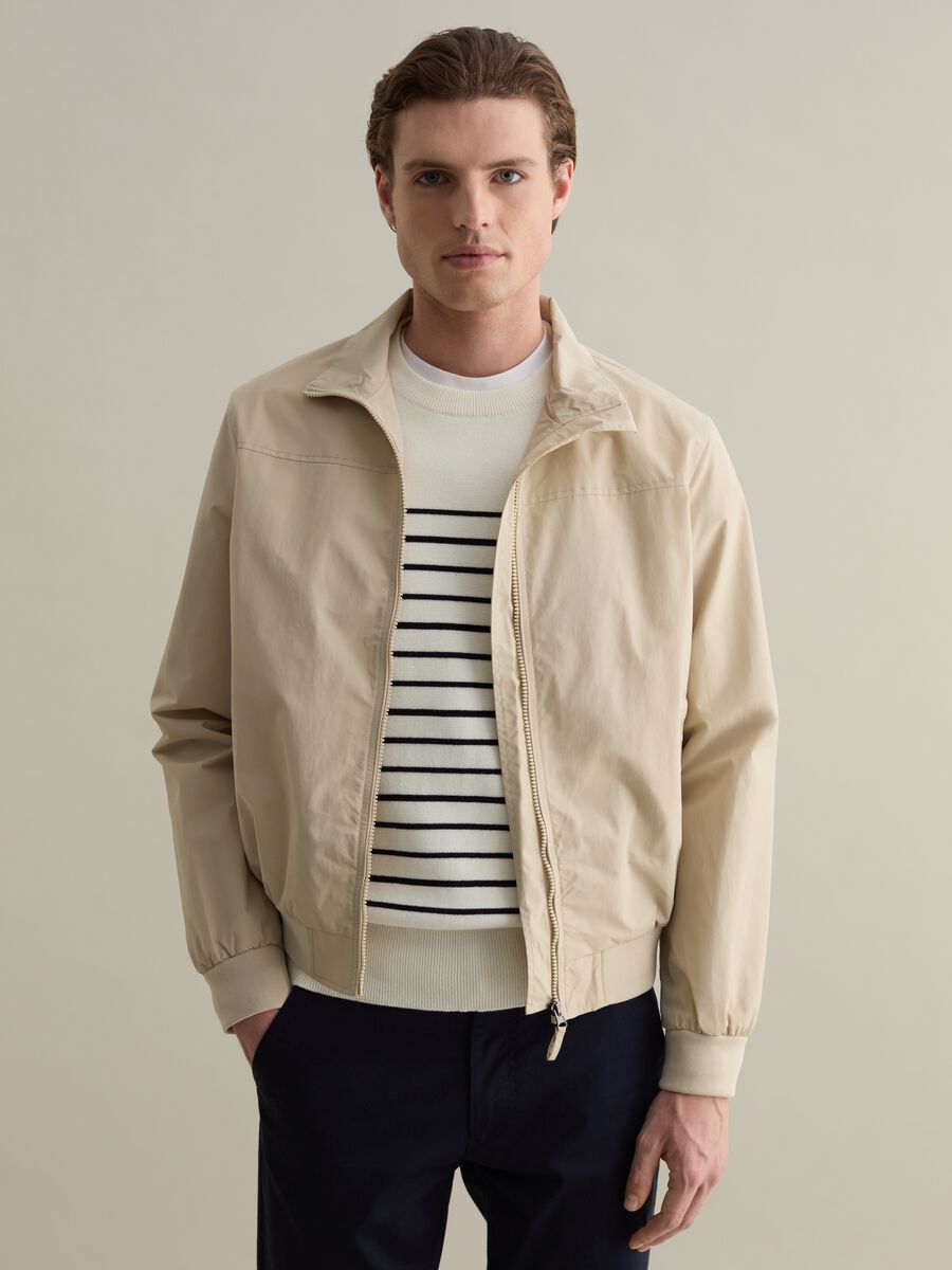 Full-zip bomber jacket with high neck_0